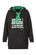 Long-Hoodie, Schrift-Druck, Kapuze mit Colorfutter, Langarm