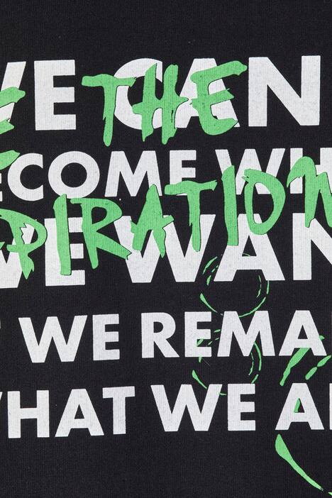 Long-Hoodie, Schrift-Druck, Kapuze mit Colorfutter, Langarm