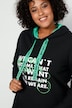 Long-Hoodie, Schrift-Druck, Kapuze mit Colorfutter, Langarm