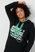 Long-Hoodie, Schrift-Druck, Kapuze mit Colorfutter, Langarm