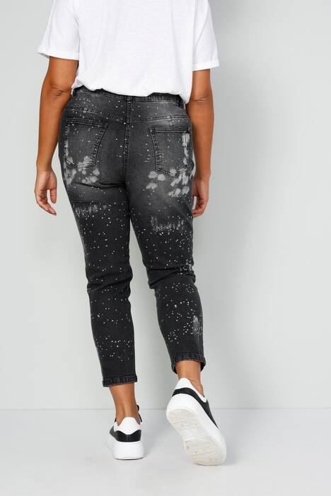 7/8-Jeans, Slim Fit, Farbspritzer, 5-Pocket