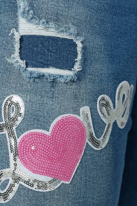 7/8-Jeans, Slim Fit, Patches, 5-Pocket