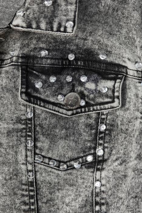 Jeansjacke, Classic Fit, Strass-Ziersteine, Vintage-Look, Langarm
