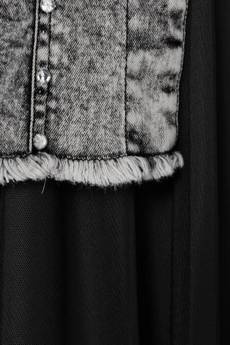 Jeansjacke, Classic Fit, Strass-Ziersteine, Vintage-Look, Langarm