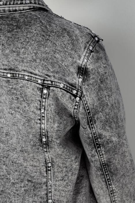Jeansjacke, Classic Fit, Strass-Ziersteine, Vintage-Look, Langarm