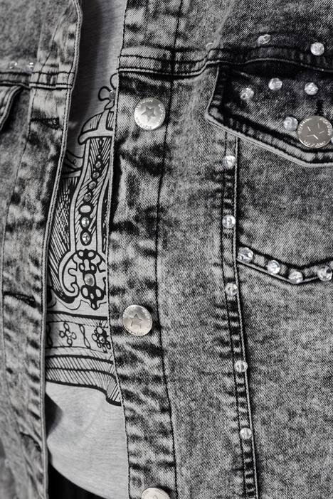 Jeansjacke, Classic Fit, Strass-Ziersteine, Vintage-Look, Langarm