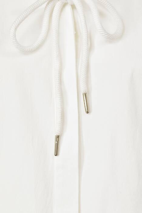 Bluse, Regular Fit, Materialmix, Kapuze, verdeckte Knopfleiste, Langarm