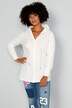 Bluse, Regular Fit, Materialmix, Kapuze, verdeckte Knopfleiste, Langarm