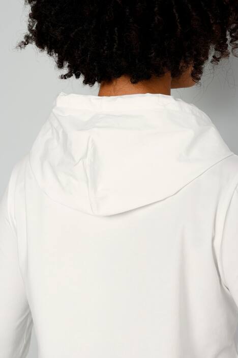 Bluse, Regular Fit, Materialmix, Kapuze, verdeckte Knopfleiste, Langarm