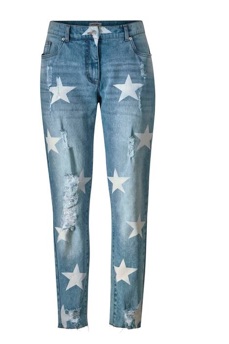 7/8-Jeans, Slim Fit, destroyed, Sterne, 5-Pocket