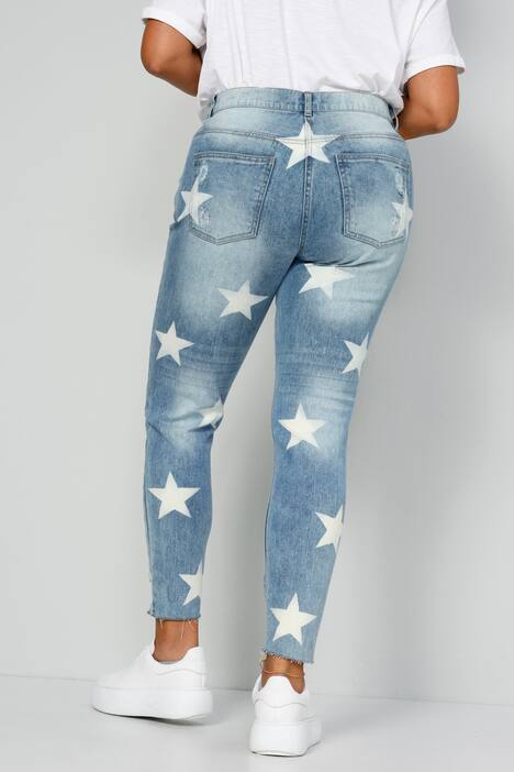 7/8-Jeans, Slim Fit, destroyed, Sterne, 5-Pocket