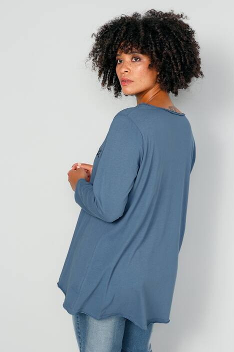 T-Shirt, A-Line, Applikation, V-Ausschnitt, Langarm