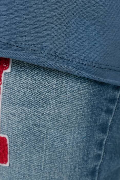 T-Shirt, A-Line, Applikation, V-Ausschnitt, Langarm