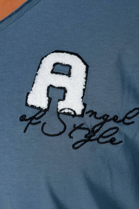 T-Shirt, A-Line, Applikation, V-Ausschnitt, Langarm