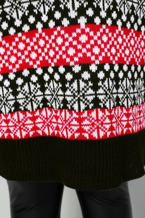 Long-Norwegepullover, oversized, Rundhals, Langarm