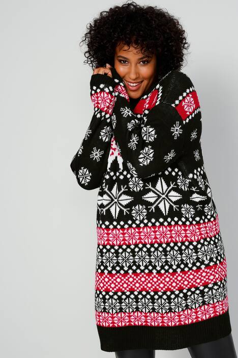 Long-Norwegepullover, oversized, Rundhals, Langarm