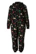 Onesie van sweatstof, kerstmotief, capuchon, rits, lange mouwen