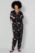 Onesie van sweatstof, kerstmotief, capuchon, rits, lange mouwen