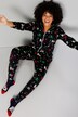 Onesie van sweatstof, kerstmotief, capuchon, rits, lange mouwen