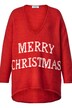 Pullover, oversized, Merry Christmas, V-Ausschnitt, Langarm