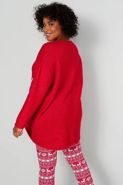 Pullover, oversized, Merry Christmas, V-Ausschnitt, Langarm