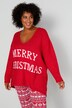 Pullover, oversized, Merry Christmas, V-Ausschnitt, Langarm