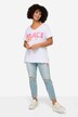 Half-Sleeve Crew Neck PEACE Print T-Shirt