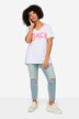 Half-Sleeve Crew Neck PEACE Print T-Shirt