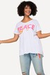 Half-Sleeve Crew Neck PEACE Print T-Shirt