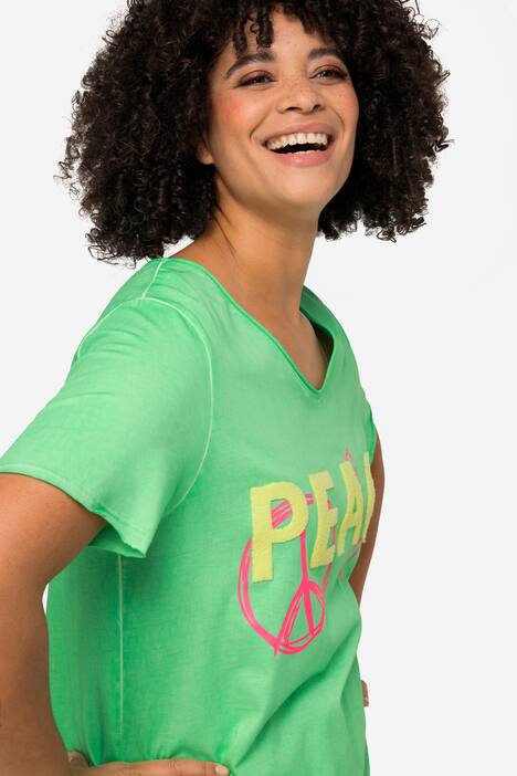 T-Shirt, PEACE Druck, Rundhals, Halbarm