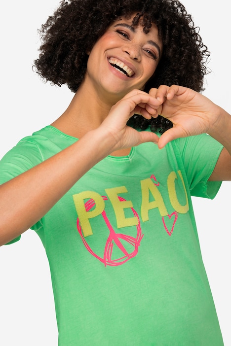 T-Shirt, PEACE Druck, Rundhals, Halbarm