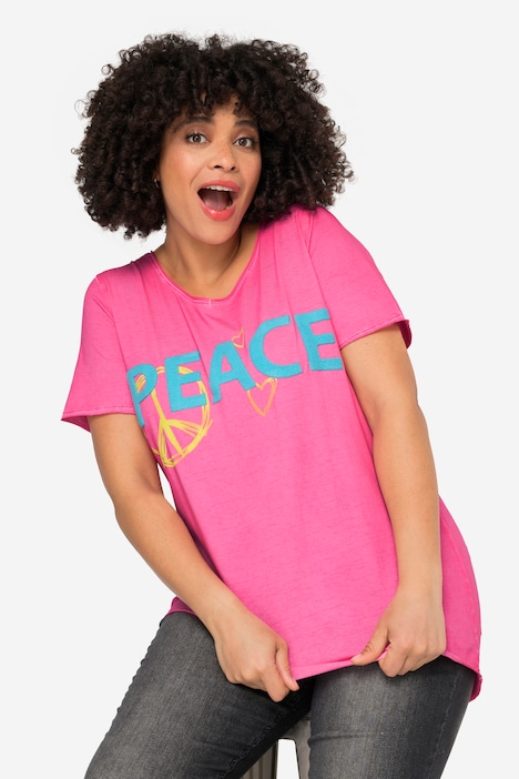 T-Shirt, PEACE Druck, Rundhals, Halbarm