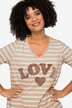Longshirt, geringelt, LOVE Druck Langarm