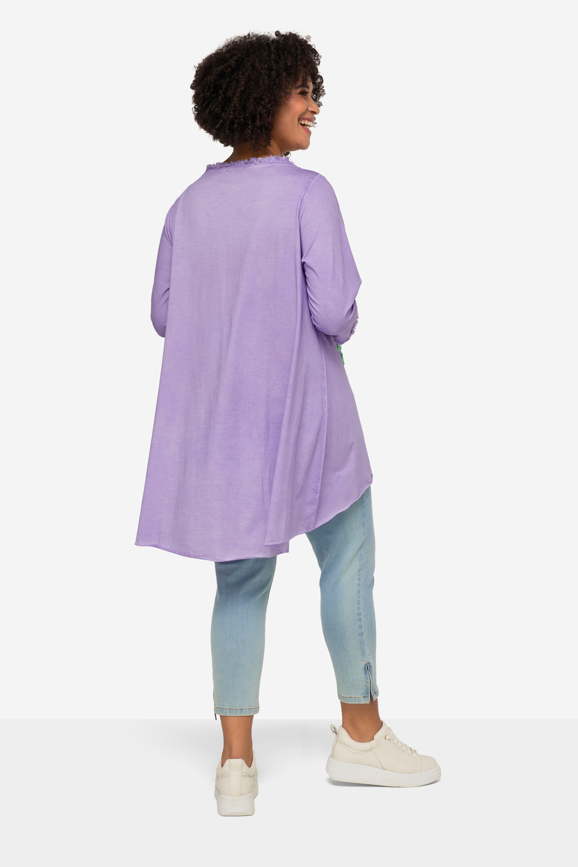 Angel of Style Damen große Größen Longshirt Smiley Rundhals Langarm