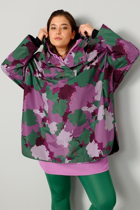 Regenponcho, wasserdicht, oversized, Color-Camouflage Kapuze