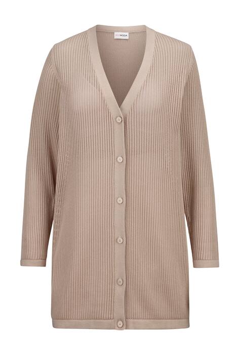 Long-Strickjacke, V-Ausschnitt, Langarm