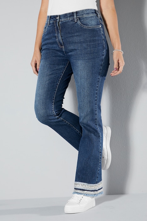 Bootcut-Jeans, verzierter Fransensaum, 5-Pocket