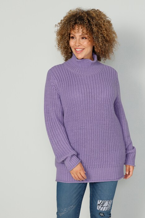 Pullover, Grobstrick, Stehkragen