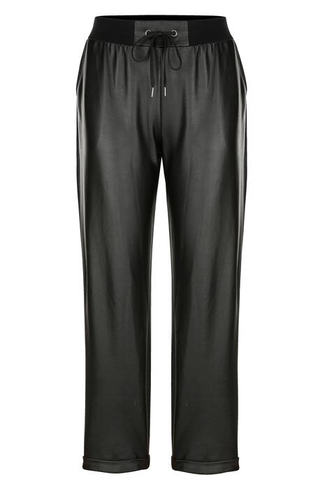 Pantalon de jogging en similicuir à taille élastique
