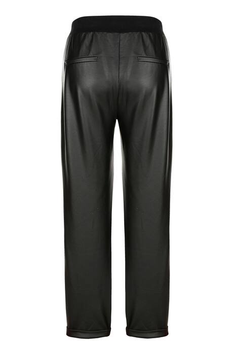 Pantalon de jogging en similicuir à taille élastique