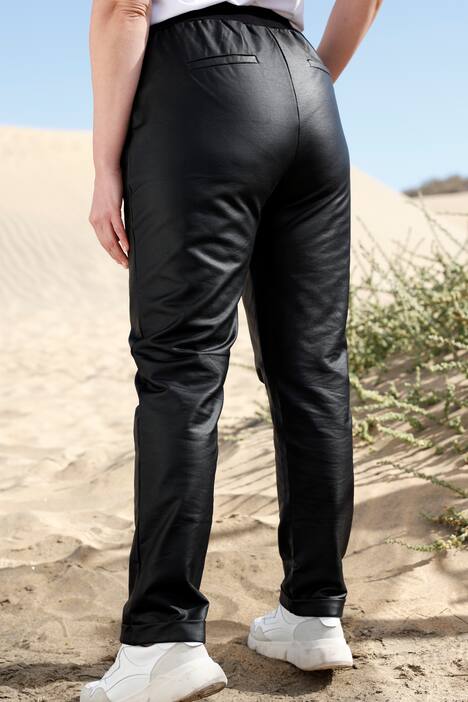 Pantalon de jogging en similicuir à taille élastique