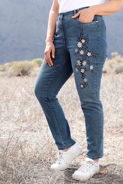 Jeans, Straight Fit, Stickerei, 5-Pocket