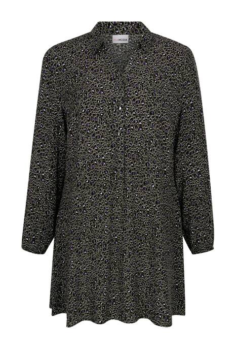 Longbluse, Alloverprint, Hemdkragen, Langarm