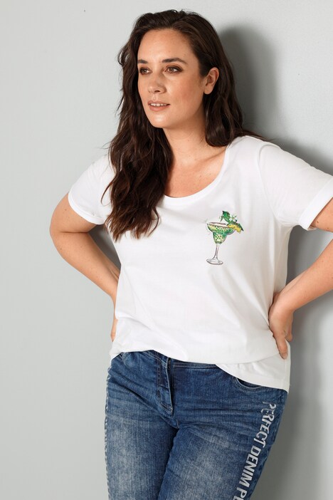 T-Shirt, Pailletten-Motiv, Halbarm