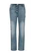 Jeans, Straight Fit, Stickerei, sichtbare Knöpfe