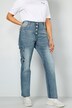 Jeans, Straight Fit, Stickerei, sichtbare Knöpfe