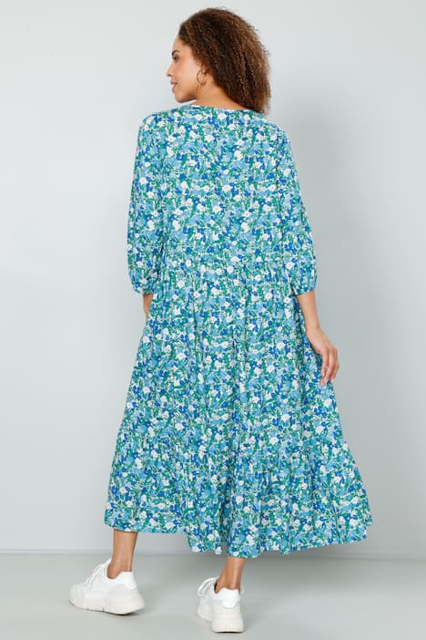 Kleid, Alloverdruck, V-Ausschnitt, weiter Saum