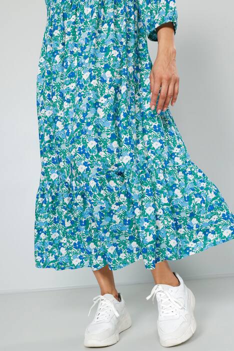 Kleid, Alloverdruck, V-Ausschnitt, weiter Saum