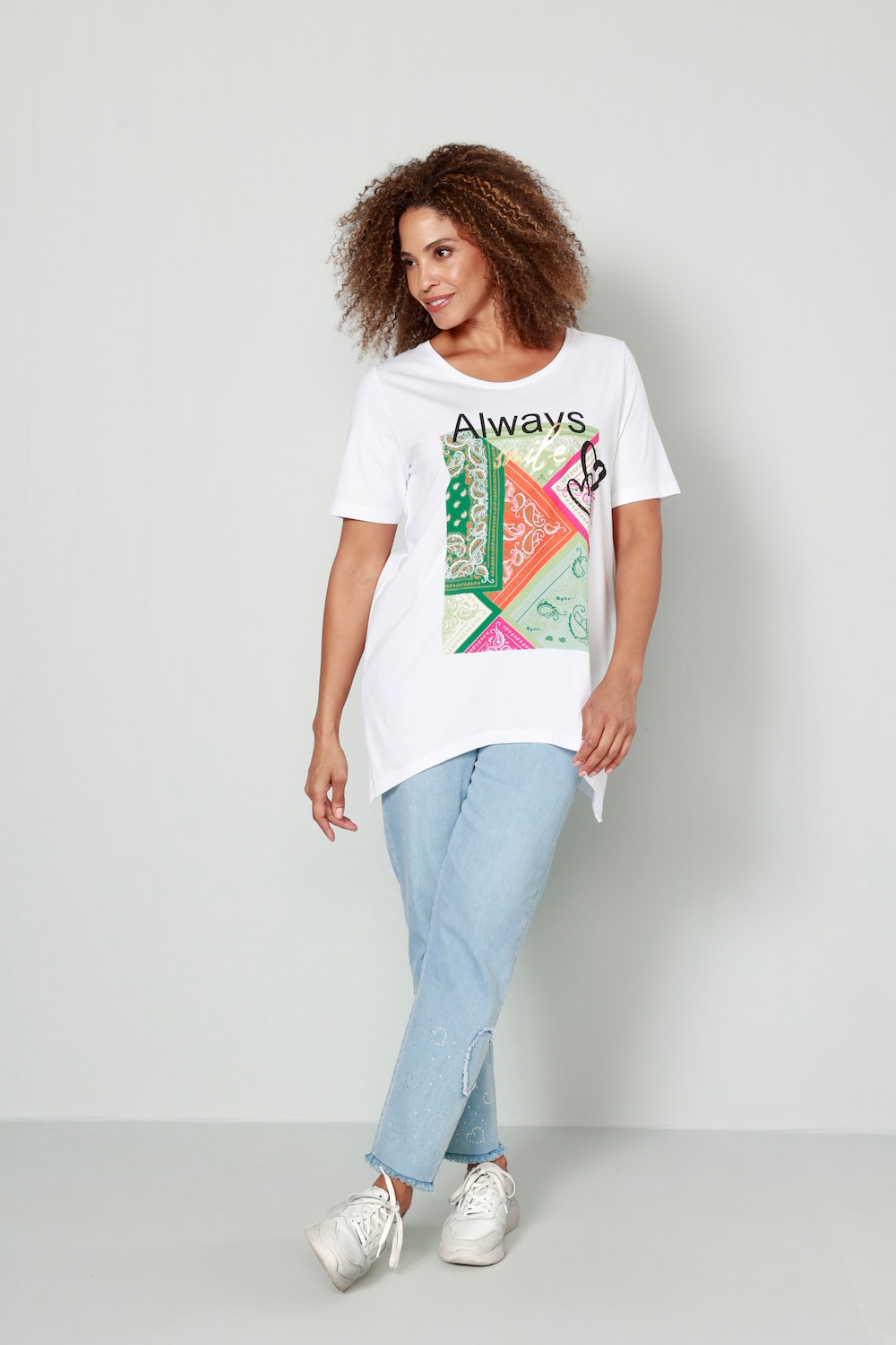 Shirt met rits en geplaatste print