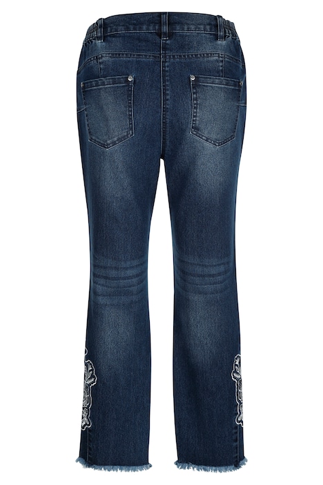 Jeans 5-Pocket Fit, | 7/8-Jeans, Saum-Stickerei, Slim | Hosen